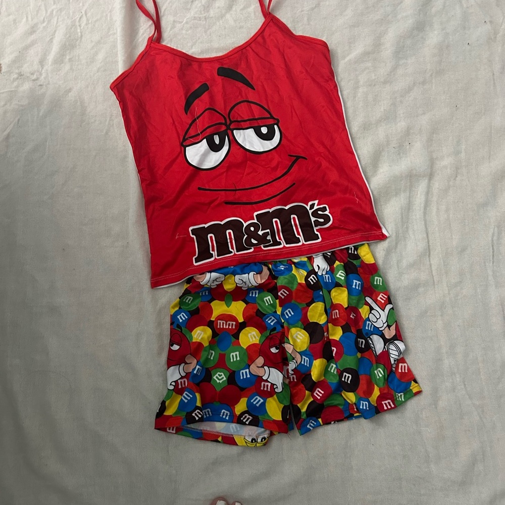 M&M'S Red and Multicolor Kids Pajama Set